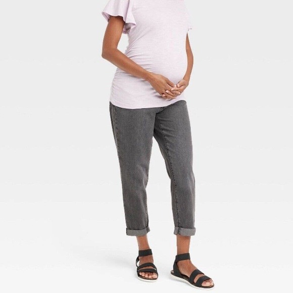 Isabel Maternity Under Belly Boyfriend Fit Jeans- Black Wash Size 16 NWT - Picture 2 of 4